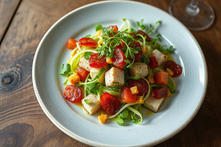Varm linsasalat med honningglasert andebryst, lardons og frisée