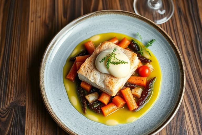 Tunfisk- og artisjokksalat på Kalamata-olivenbrød med provoloneost og fersk urte- og hvitløksaioli