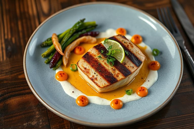 Braisert hummer med grillet asparges, potethash, hvitvinsbete-krem og tequila-lime relish