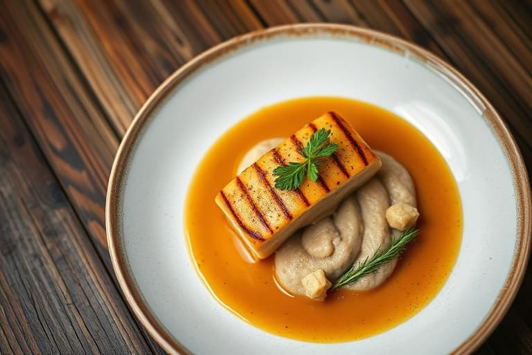 Hasselnøtt-omgitt Menemsha-sole med marsalasaus, puré av sjalottløk og små grønnsaker