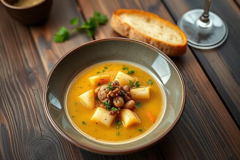 Karrésuppe med erte og sprø ingefær