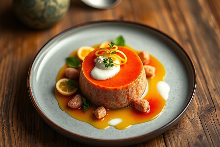 Røkelaks-mousse på pinne med wasabi crème fraîche og ovnsbakte wonton-flak