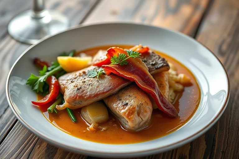 Urte, hvitløk og bacon svinefilet