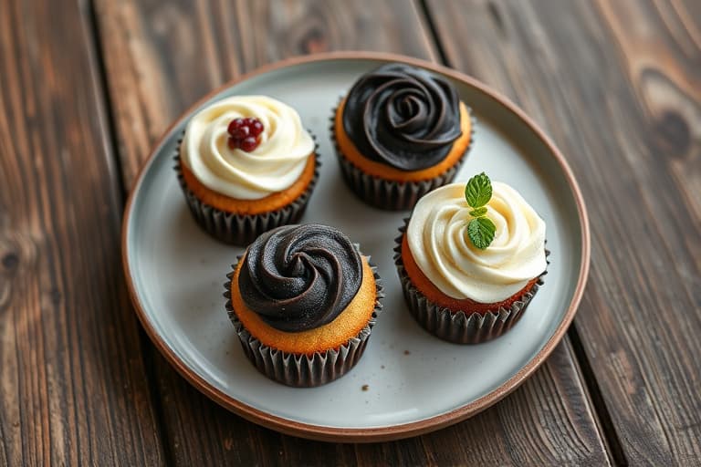 Svart- og hvitfargede cupcakes