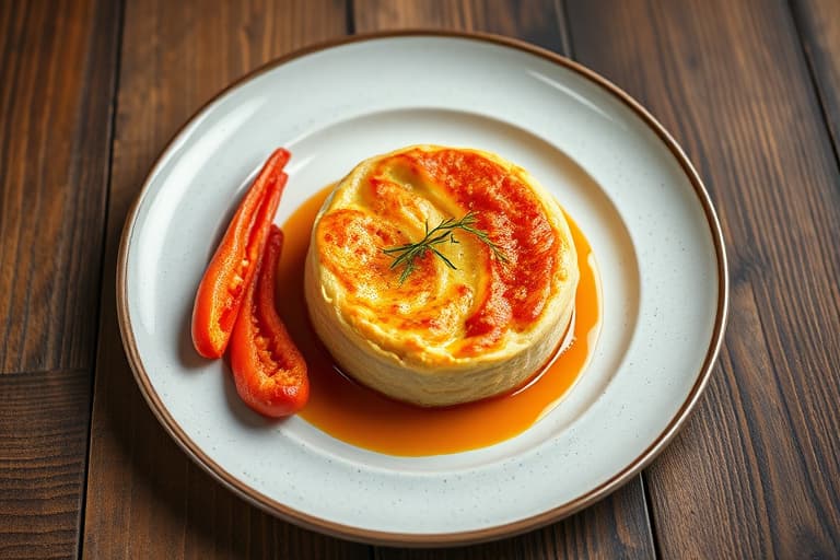 Reker og krabbesoufflé med rød paprika og estragon