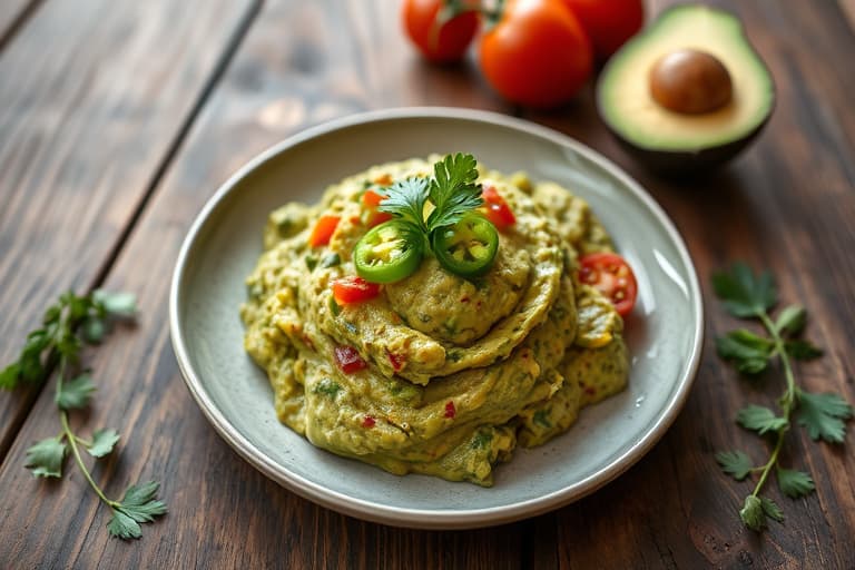 Guacamole med tomater, koriander og jalapeños