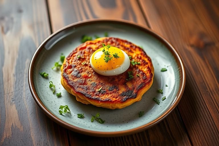 Søtepotetfritters med posjerte egg og avokado