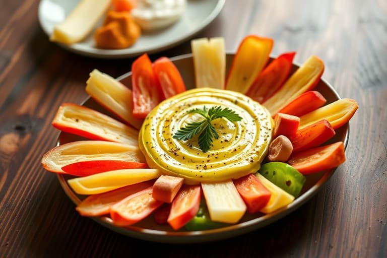 Crudités med sitron-pesto geitostdip