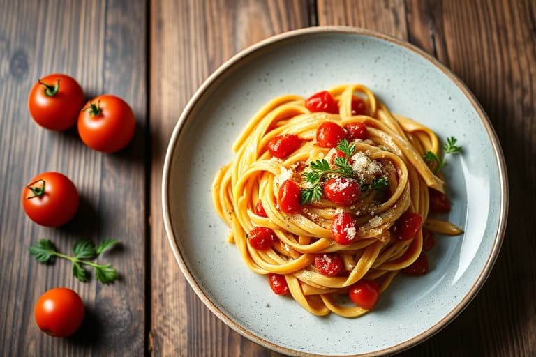 Penne med brokkoli rabe, tomater og parmesan