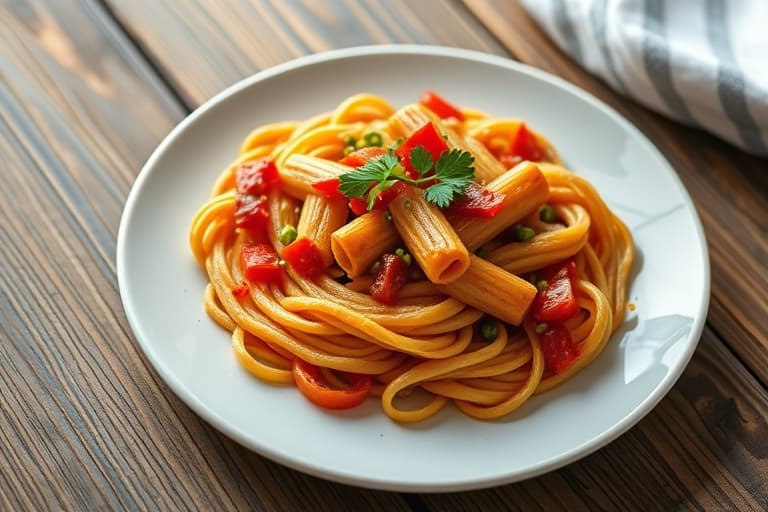 Pølse og paprika ziti