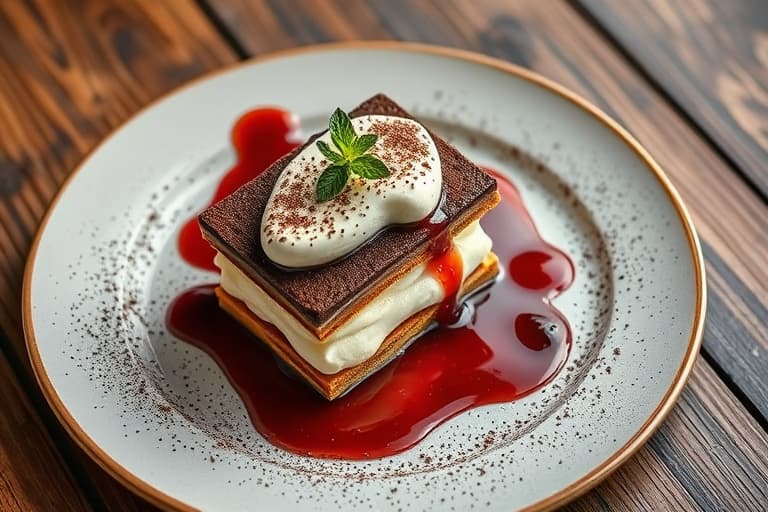 Sjokolade Napoleon med mascarponekrem og kirsebærkompott