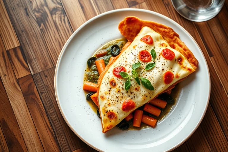 Tre-oste-sopp- og spinatcalzone