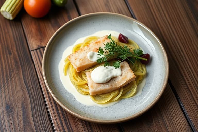 Grønne grønnsaker med horseradish- og crème fraîche-dressing