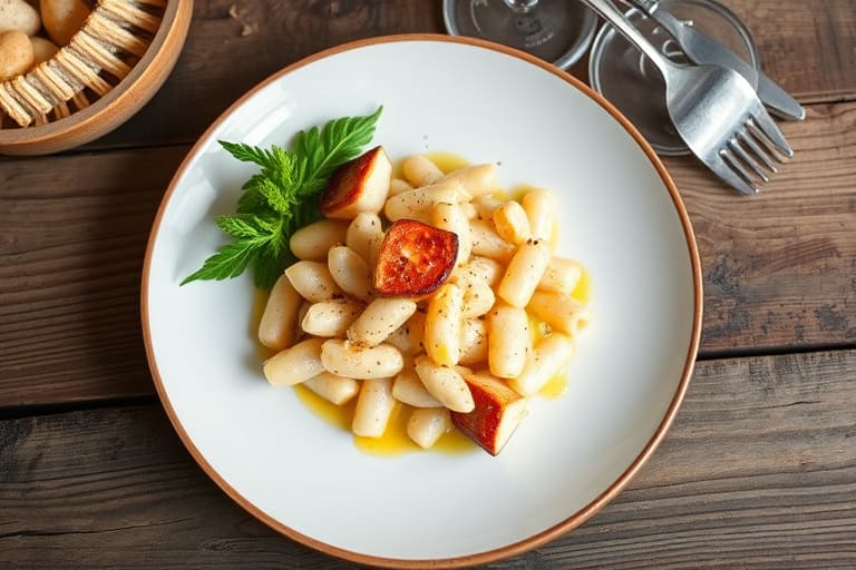 Selvstøtte tykke hvite nudler