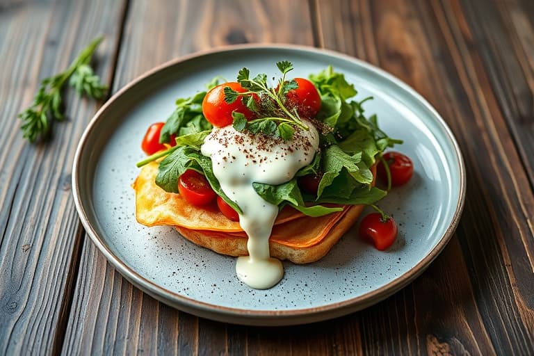 Pancetta-, mizuna- og tomatsandwich med grønn hvitløk-aioli