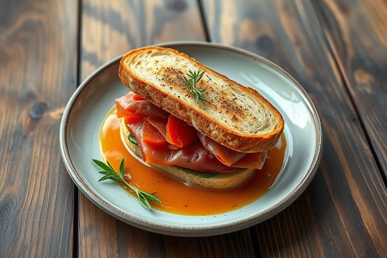 Prosciutto- og artisjokksandwich med rosmarinsaus