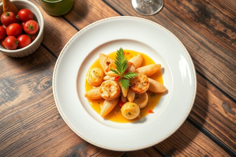 Røstede fingerling-poteter med rød og gul pipérade