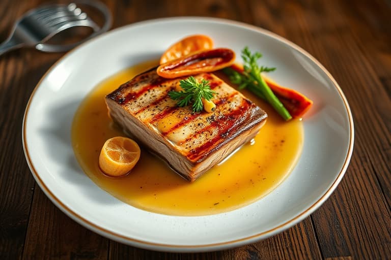 Stekt svinekjøtt i hvitløksaus