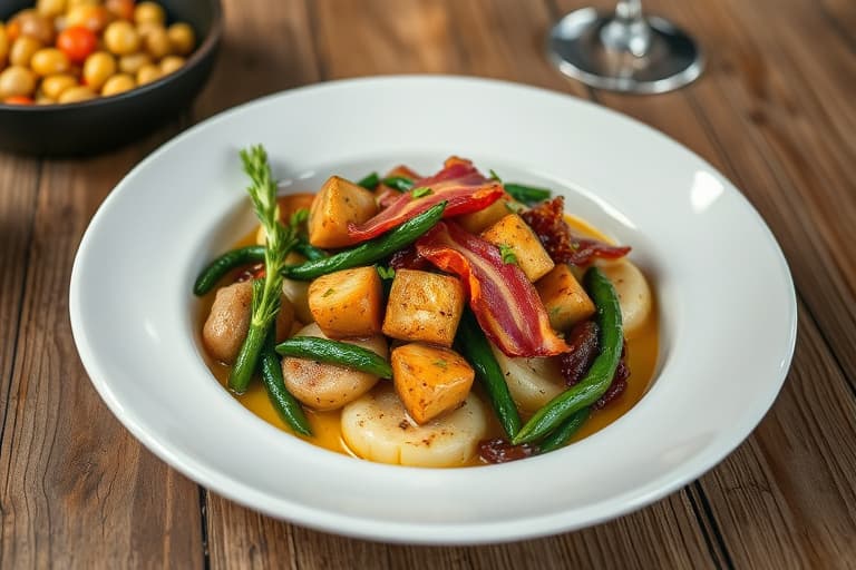 Skillet med neper og poteter med bacon