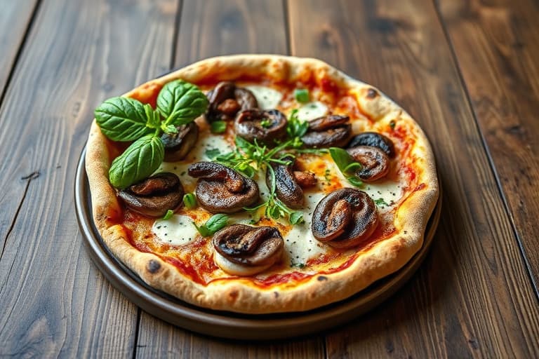 Shiitake- og kantarellpizza med geitost