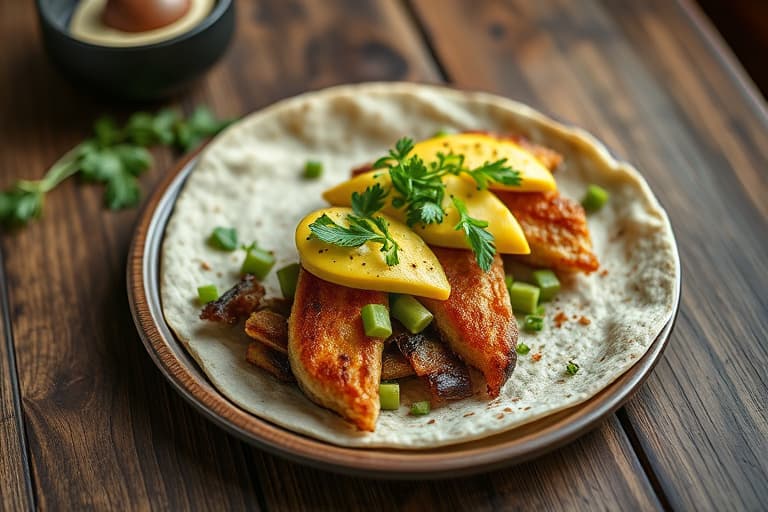 Pepper Jack, avocado og svarte bønner i en tortilla