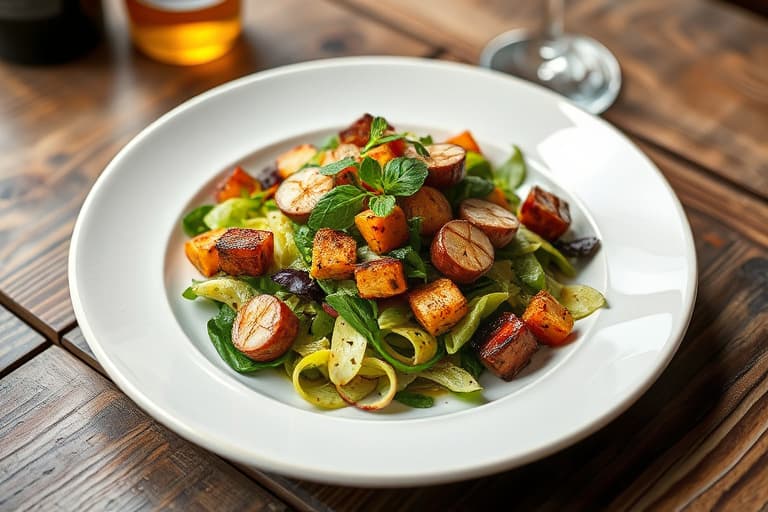 Potetsalat med grillet grønnkål