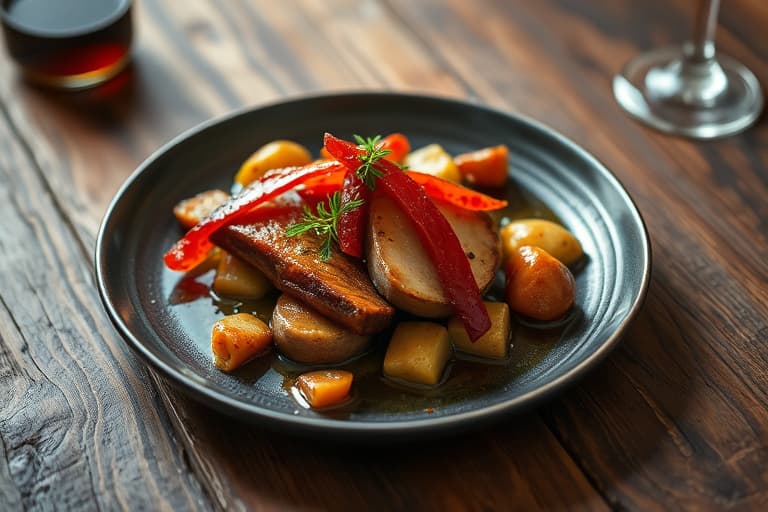Rødvinsbraisert okse med glasert rotgrønnsaker