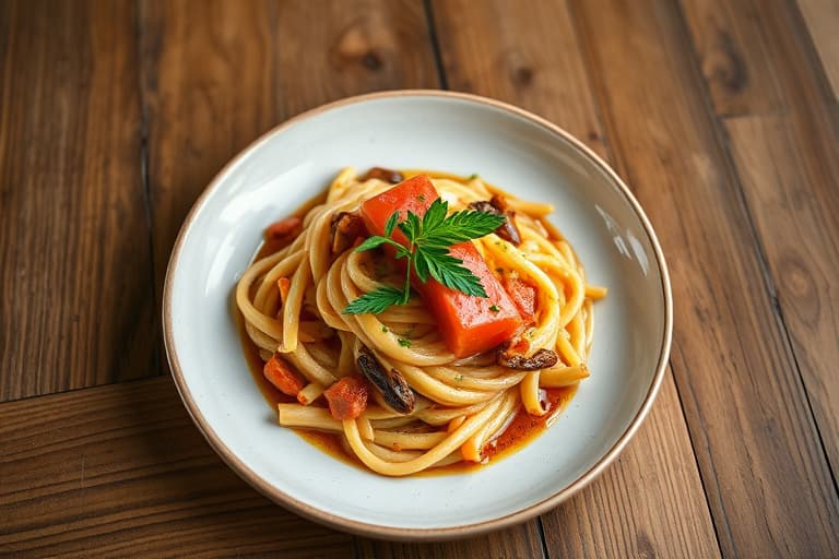 Pancetta-krisp med geitost og pære