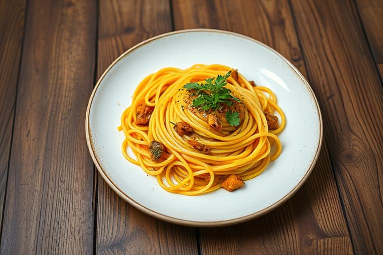 Spaghetti med sopp, squash og estragon