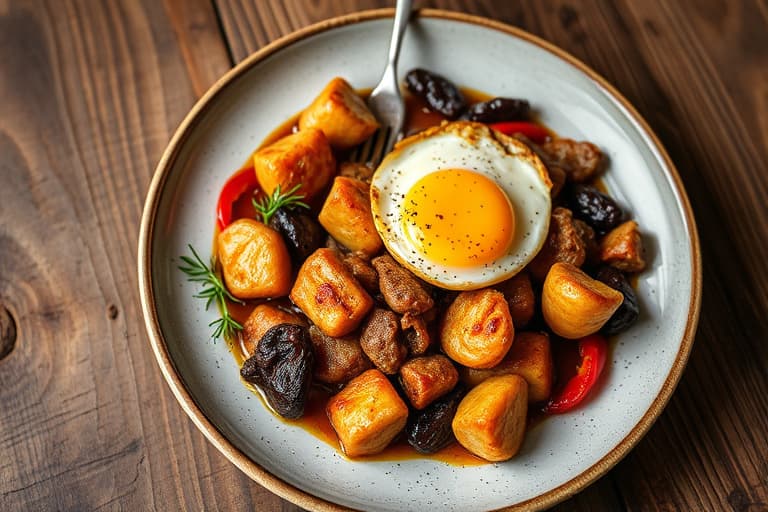 Stekte korn med reker og egg