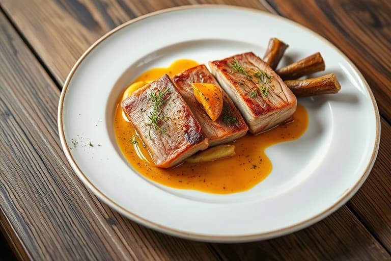 Svine ribbe med fiken- og pistasjfyll