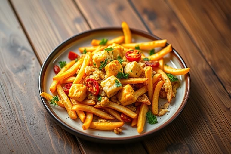 Tofuscramble med Yukon Gold og søtpotet-hjemmed fries