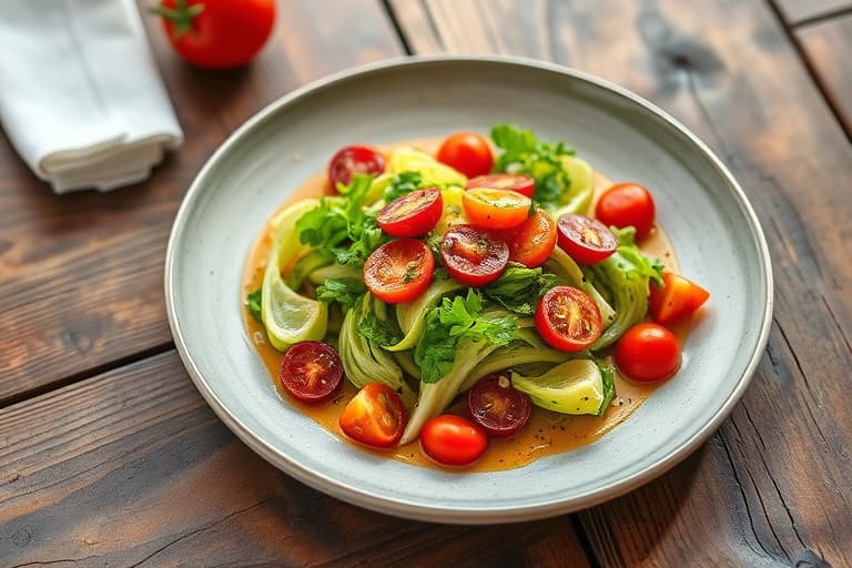 Radicchio, rødkål og tomater med appelsinvinaigrette