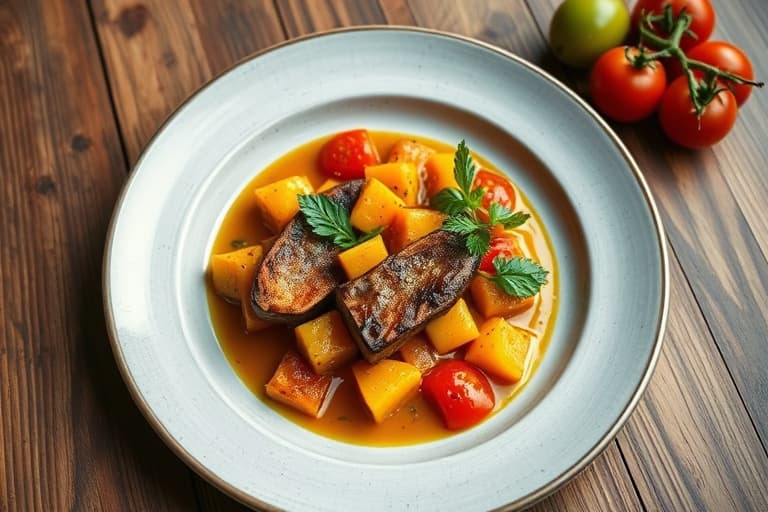 Reker med squash og tomater