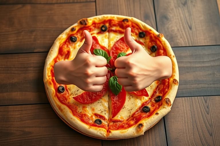 "Two Thumbs Up" pizza