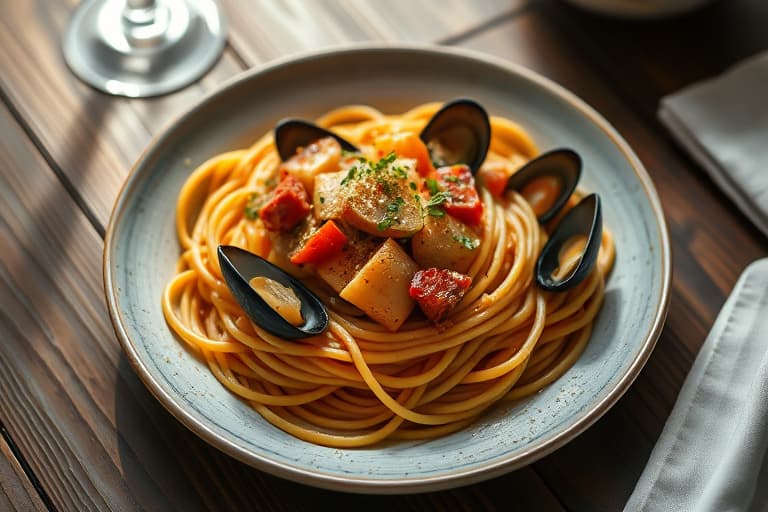 Spaghetti med blåskjell (Spaghetti con le cozze)