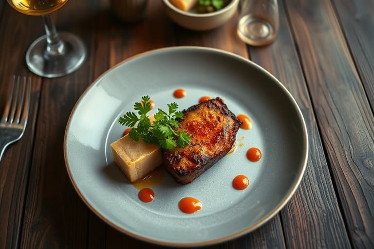 Stekt helleflundre på fikentreblad