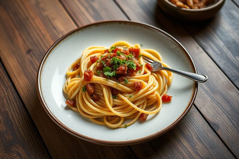 Pasta med kylling, pancetta og grønnsaker