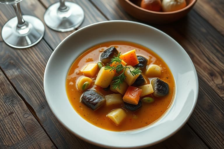 Karrésuppe med gresskar og sprøstekte purre