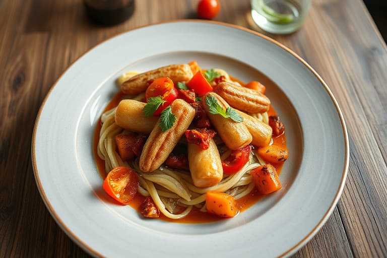 Stekte gulrøtter og røde paprika