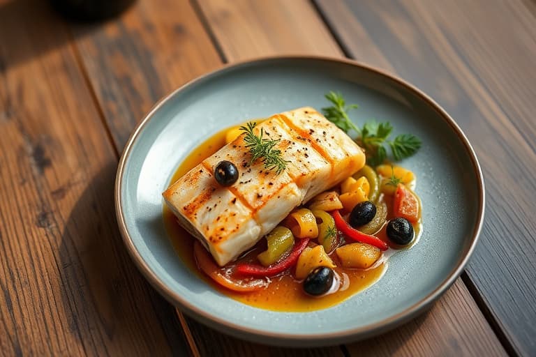 Ristet rødfisk med oliven