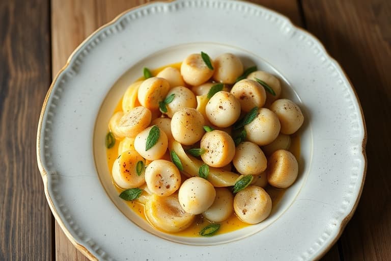 Ricotta-gnocchi med asparges, erter og moreller