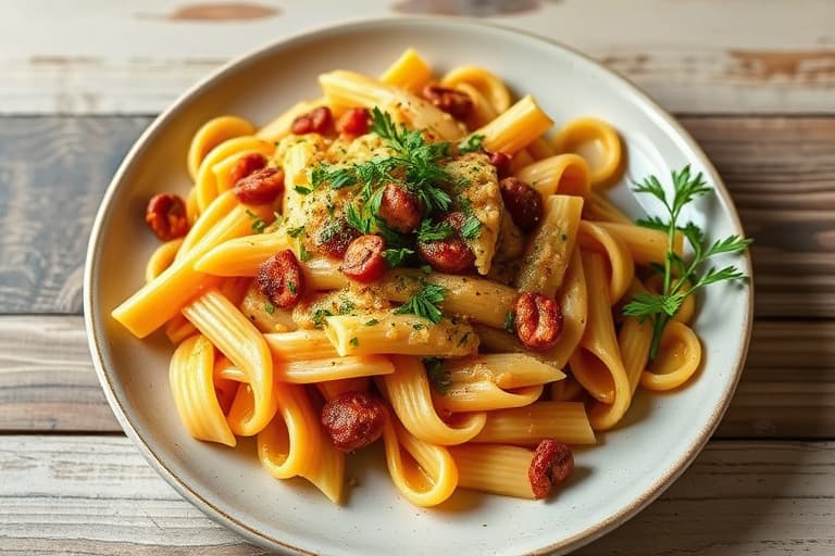 Penne- og grønnsaksgrateng