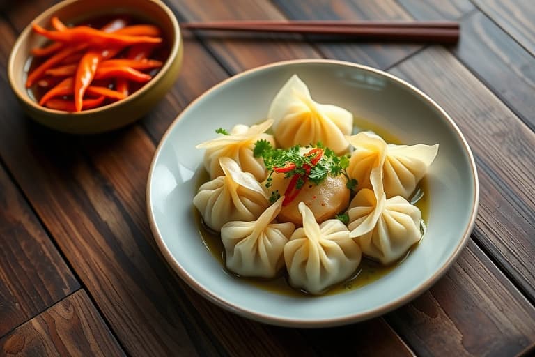 Sichuanske wontons i chiliolje (Hong You Chao Shou)
