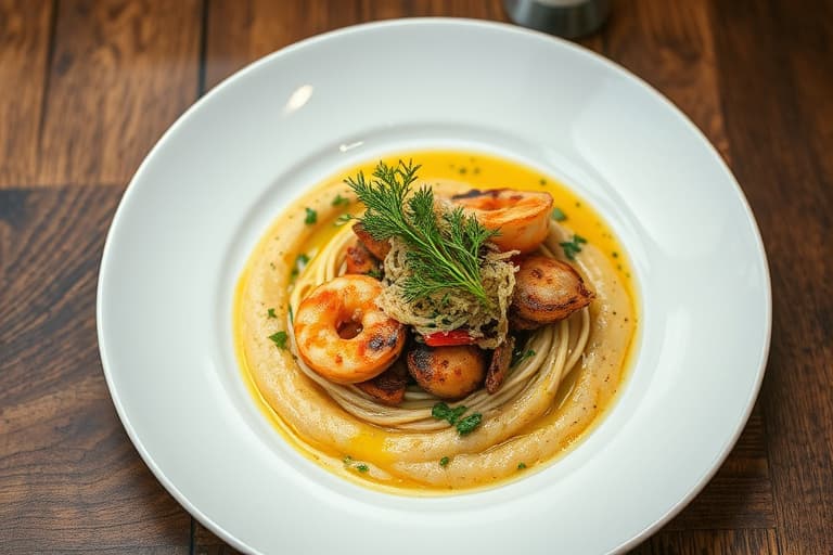 Reker i scampi-saus med vårløk og orzo