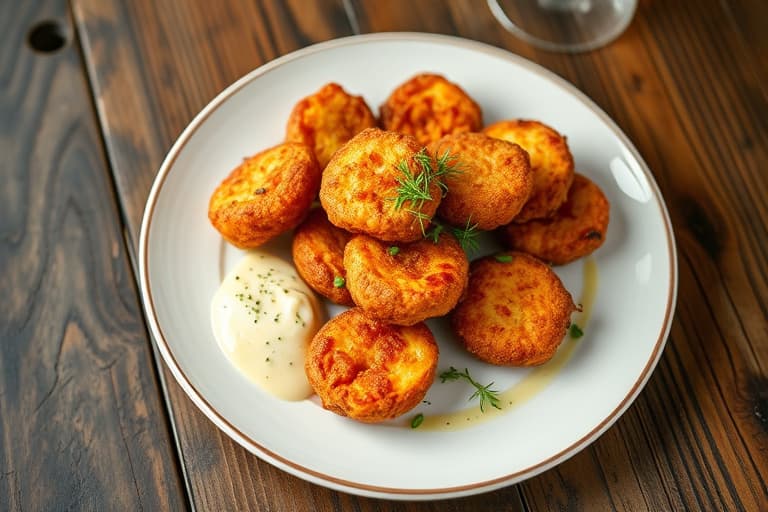 Persille- og sellerirot-fritters med sitron-aioli