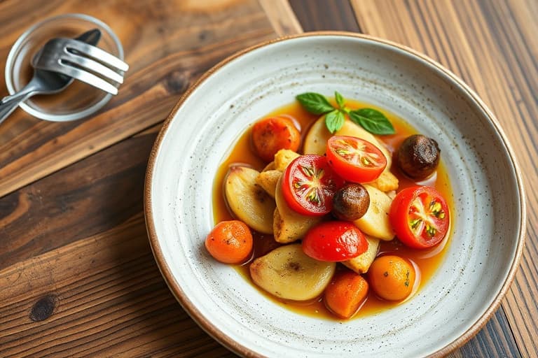 Olje-pochert kveite med tomater og fennikel