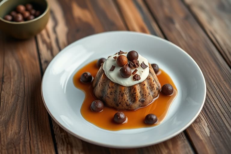 Sjokoladekjeksdekte brød- og kirsebærpuddinger med sjokoladebiter