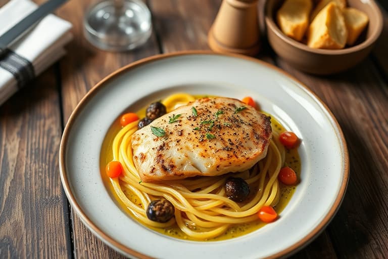 Kylling Piccata med Niçoise-oliven