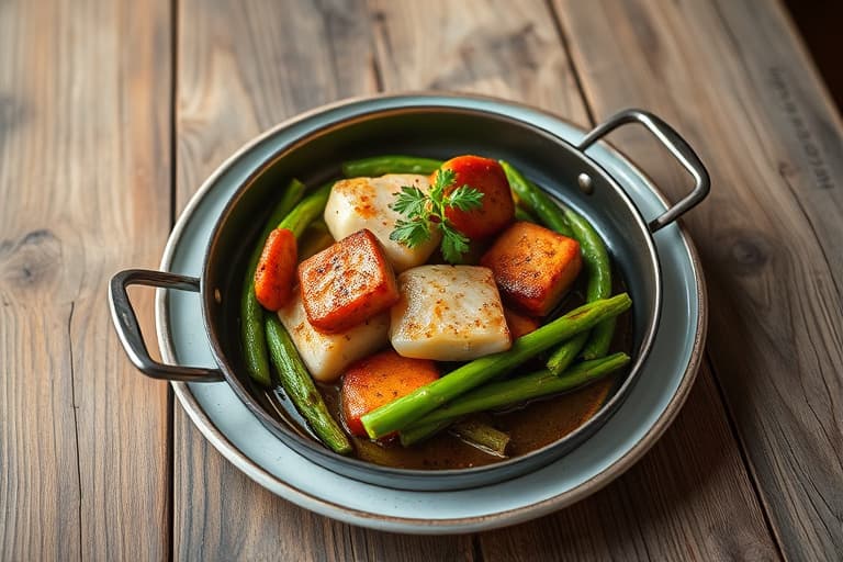 Reker og kamskjell stekt i panne